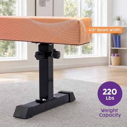 Hurtle 8' Adjustable Balance Beam – Adjustable Height For Beginners To Advanced Users, Non-Slip Surface For Gymnastics Practice At Home (Peach)