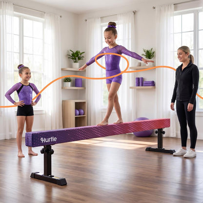 Hurtle 8' Adjustable Balance Beam – Adjustable Height For Beginners To Advanced Users, Non-Slip Surface For Gymnastics Practice At Home (Purple)
