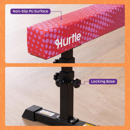 Hurtle 8' Adjustable Balance Beam – Adjustable Height For Beginners To Advanced Users, Non-Slip Surface For Gymnastics Practice At Home (Purple)