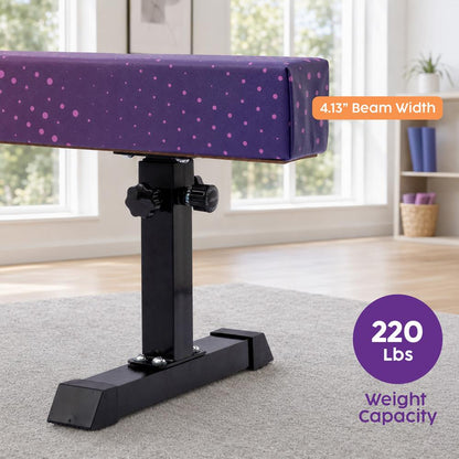 Hurtle 8' Adjustable Balance Beam – Adjustable Height For Beginners To Advanced Users, Non-Slip Surface For Gymnastics Practice At Home (Purple)