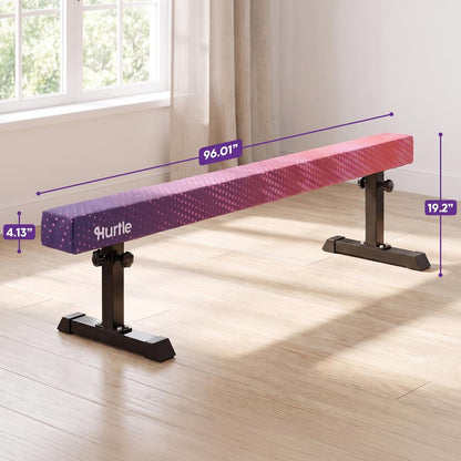 Hurtle 8' Adjustable Balance Beam – Adjustable Height For Beginners To Advanced Users, Non-Slip Surface For Gymnastics Practice At Home (Purple)
