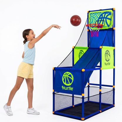 Hurtle Basketball Hoop Set For Kids, Teens & Adults – Sturdy, Child-Safe Design With Stable Base, Easy Assembly, Includes Mini Ball & Net, Weather-Resistant For Indoor & Outdoor Play (Blue)