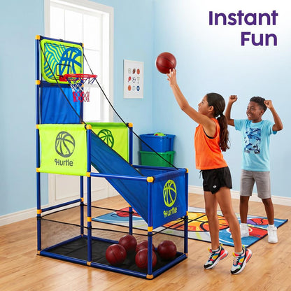 Hurtle Basketball Hoop Set For Kids, Teens & Adults – Sturdy, Child-Safe Design With Stable Base, Easy Assembly, Includes Mini Ball & Net, Weather-Resistant For Indoor & Outdoor Play (Blue)