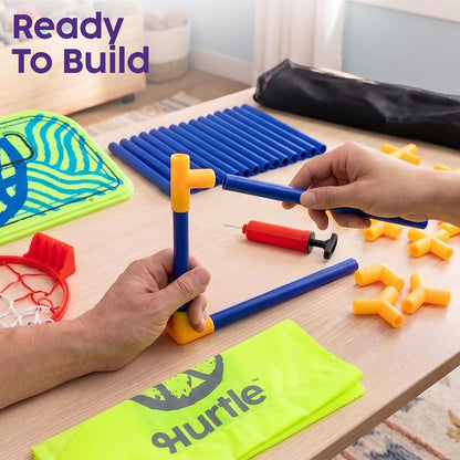 Hurtle Basketball Hoop Set For Kids, Teens & Adults – Sturdy, Child-Safe Design With Stable Base, Easy Assembly, Includes Mini Ball & Net, Weather-Resistant For Indoor & Outdoor Play (Blue)