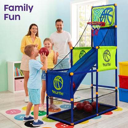 Hurtle Basketball Hoop Set For Kids, Teens & Adults – Sturdy, Child-Safe Design With Stable Base, Easy Assembly, Includes Mini Ball & Net, Weather-Resistant For Indoor & Outdoor Play (Blue)