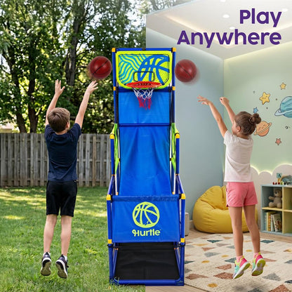 Hurtle Basketball Hoop Set For Kids, Teens & Adults – Sturdy, Child-Safe Design With Stable Base, Easy Assembly, Includes Mini Ball & Net, Weather-Resistant For Indoor & Outdoor Play (Blue)