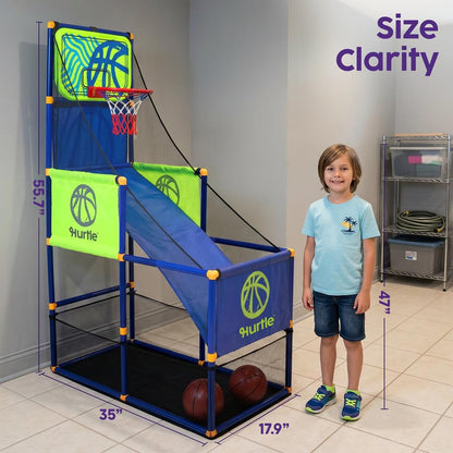 Hurtle Basketball Hoop Set For Kids, Teens & Adults – Sturdy, Child-Safe Design With Stable Base, Easy Assembly, Includes Mini Ball & Net, Weather-Resistant For Indoor & Outdoor Play (Blue)