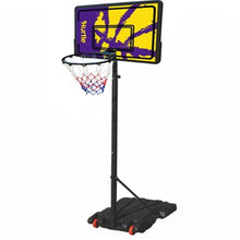 Hurtle 7-Foot Basketball Hoop - Height Adjustable Portable Junior Basketball Goal System For Kids And Teens, Indoor/Outdoor Driveway Hoop With Sturdy Base, Shatterproof Backboard, And Easy-Move Wheels (Blue/Yellow)