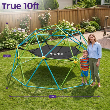 Hurtle 10Ft Geometric Climbing Dome For Kids 3+, Holds Up To 4–5 Children, With Rounded Safe Edges, Easy-Grip Handles, And Quick Setup For Indoor And Outdoor Use (Blue And Green)