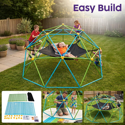 Hurtle 10Ft Geometric Climbing Dome For Kids 3+, Holds Up To 4–5 Children, With Rounded Safe Edges, Easy-Grip Handles, And Quick Setup For Indoor And Outdoor Use (Blue And Green)