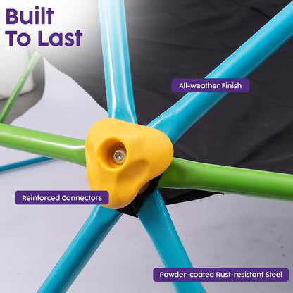 Hurtle 10Ft Geometric Climbing Dome For Kids 3+, Holds Up To 4–5 Children, With Rounded Safe Edges, Easy-Grip Handles, And Quick Setup For Indoor And Outdoor Use (Blue And Green)