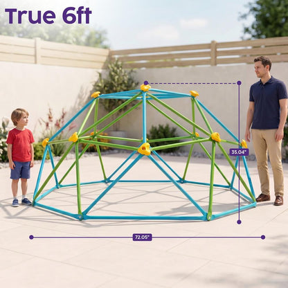Hurtle 6Ft Geometric Climbing Dome For Kids 3+, Holds Up To 4–5 Children, With Rounded Safe Edges, Easy-Grip Handles, And Quick Setup For Indoor And Outdoor Use (Blue And Green)