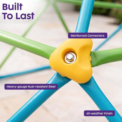 Hurtle 6Ft Geometric Climbing Dome For Kids 3+, Holds Up To 4–5 Children, With Rounded Safe Edges, Easy-Grip Handles, And Quick Setup For Indoor And Outdoor Use (Blue And Green)