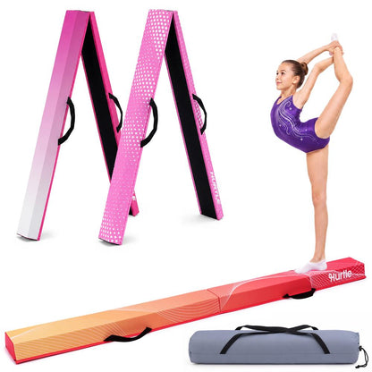 Hurtle 6’ Foldable Balance Beam For Kids – Durable Foam Construction With Non-Slip Bottom, And Storage Bag, Ideal For Home And Gym Use (Peach)