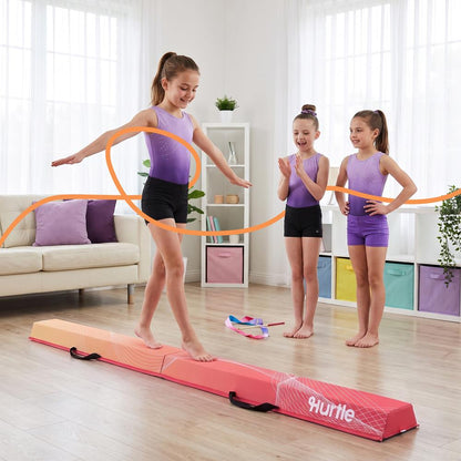 Hurtle 6’ Foldable Balance Beam For Kids – Durable Foam Construction With Non-Slip Bottom, And Storage Bag, Ideal For Home And Gym Use (Peach)