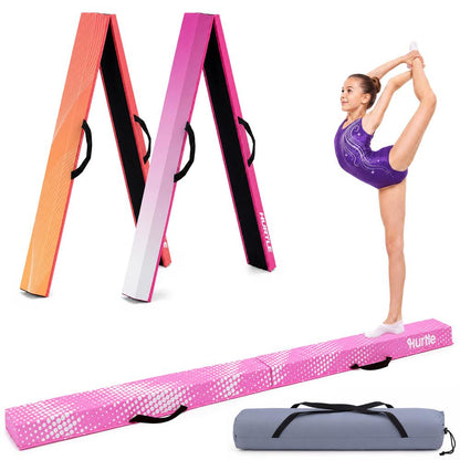 Hurtle 6’ Foldable Balance Beam For Kids – Durable Foam Construction With Non-Slip Bottom, And Storage Bag, Ideal For Home And Gym Use (Pink)