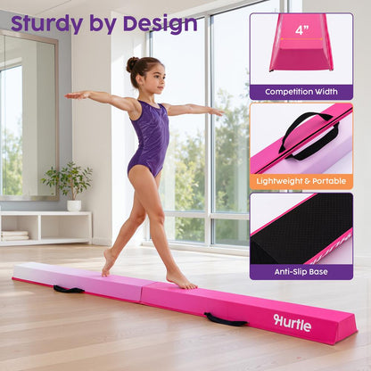 Hurtle 6’ Foldable Balance Beam For Kids – Durable Foam Construction With Non-Slip Bottom, And Storage Bag, Ideal For Home And Gym Use (Purple)