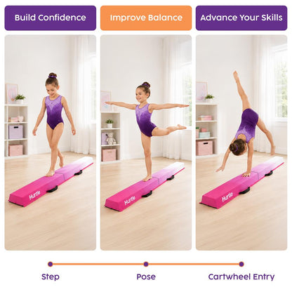 Hurtle 6’ Foldable Balance Beam For Kids – Durable Foam Construction With Non-Slip Bottom, And Storage Bag, Ideal For Home And Gym Use (Purple)