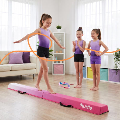 Hurtle 6’ Foldable Balance Beam For Kids – Durable Foam Construction With Non-Slip Bottom, And Storage Bag, Ideal For Home And Gym Use (Purple)