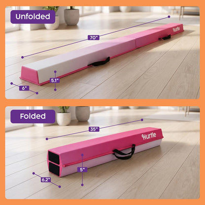 Hurtle 6’ Foldable Balance Beam For Kids – Durable Foam Construction With Non-Slip Bottom, And Storage Bag, Ideal For Home And Gym Use (Purple)