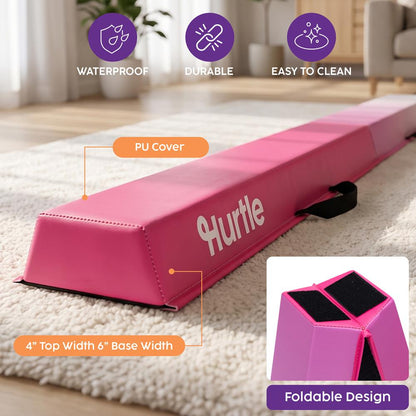 Hurtle 6’ Foldable Balance Beam For Kids – Durable Foam Construction With Non-Slip Bottom, And Storage Bag, Ideal For Home And Gym Use (Purple)