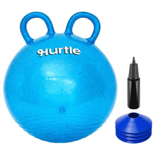 Hurtle 18" Glitter Hopper Ball With Handles, Air Pump & Cones – Indoor/Outdoor Active Play For Kids (Blue)