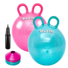 Hurtle 18" Glitter Hopper Ball Set With Handles, Air Pump & Cones – Indoor/Outdoor Active Play For Kids (Pink & Teal)