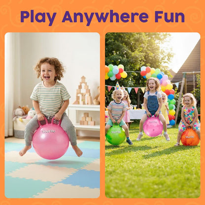 Hurtle 18" Glitter Hopper Ball With Handles, Air Pump & Cones – Indoor/Outdoor Active Play For Kids (Pink)
