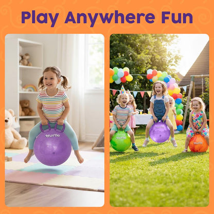 Hurtle 18" Glitter Hopper Ball With Handles, Air Pump & Cones – Indoor/Outdoor Active Play For Kids (Purple)
