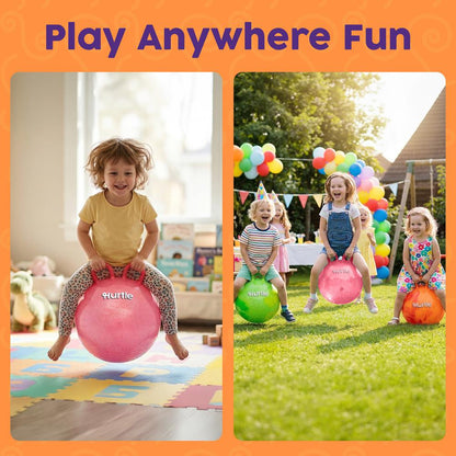 Hurtle 18" Glitter Hopper Ball With Handles, Air Pump & Cones – Indoor/Outdoor Active Play For Kids (Red)
