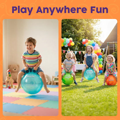 Hurtle 18" Glitter Hopper Ball With Handles, Air Pump & Cones – Indoor/Outdoor Active Play For Kids (Teal)