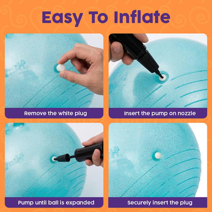 Hurtle 18" Glitter Hopper Ball With Handles, Air Pump & Cones – Indoor/Outdoor Active Play For Kids (Teal)