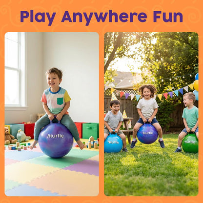 Hurtle 20" Marble Hopper Ball With Handles, Air Pump & Cones – Indoor/Outdoor Active Play For Kids (Blue)