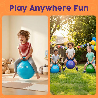 Hurtle 20" Marble Hopper Ball With Handles, Air Pump & Cones – Indoor/Outdoor Active Play For Kids (Navy Blue)