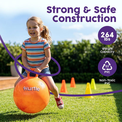 Hurtle 20" Marble Hopper Ball With Handles, Air Pump & Cones – Indoor/Outdoor Active Play For Kids (Pink)