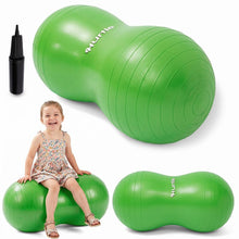 Hurtle Anti-Burst Peanut Exercise Ball With Hand Pump And Plugs, Great For Core Strength, Flexibility, And Balance In Everyday Workouts, Yoga, Or Gentle Movement Routines And Sensory Training (Green)