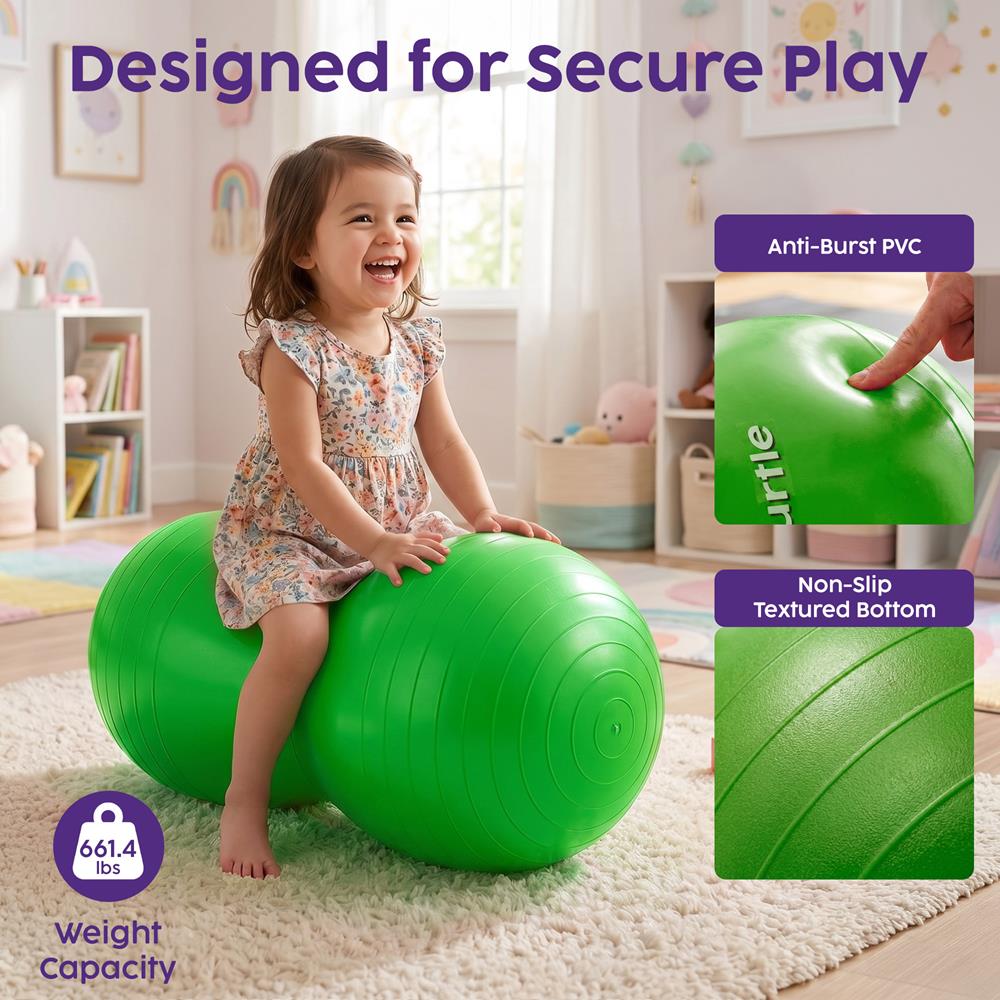 Hurtle Anti-Burst Peanut Exercise Ball With Hand Pump And Plugs