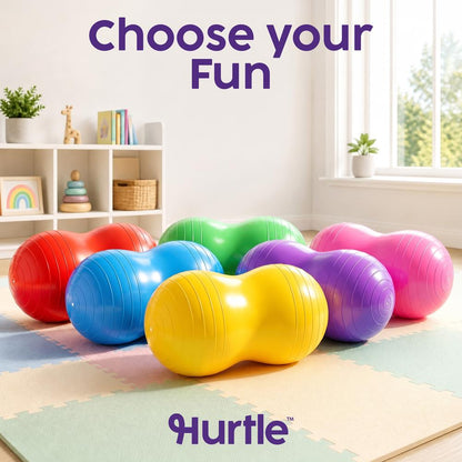 Hurtle Anti-Burst Peanut Exercise Ball With Hand Pump And Plugs, Great For Core Strength, Flexibility, And Balance In Everyday Workouts, Yoga, Or Gentle Movement Routines And Sensory Training (Purple)