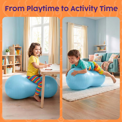 Hurtle Anti-Burst Peanut Exercise Ball With Hand Pump And Plugs, Great For Core Strength, Flexibility, And Balance In Everyday Workouts, Yoga, Or Gentle Movement Routines And Sensory Training (Teal)