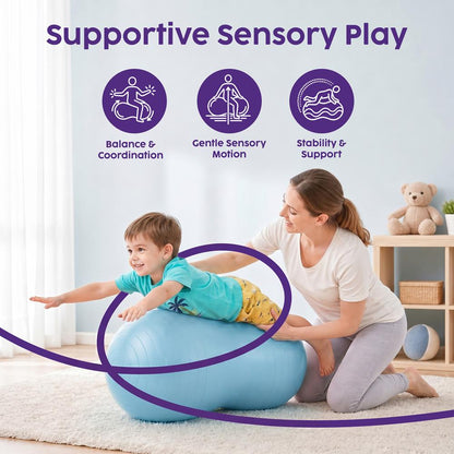 Hurtle Anti-Burst Peanut Exercise Ball With Hand Pump And Plugs, Great For Core Strength, Flexibility, And Balance In Everyday Workouts, Yoga, Or Gentle Movement Routines And Sensory Training (Teal)