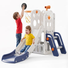 Hurtle Indoor Kids Playground Basic Set – Slide, Basketball Hoop, Play Telescope, And Ladder – Ideal For Toddlers And Young Children (Blue)
