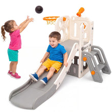 Hurtle Indoor Kids Playground Basic Set – Slide, Basketball Hoop, Play Telescope, And Ladder – Ideal For Toddlers And Young Children (Gray)