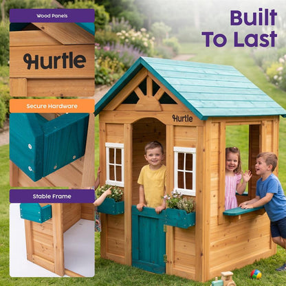 Hurtle Wooden Playhouse With Spacious Design, Safe And Durable Construction For Outdoor Fun, Perfect For Kids