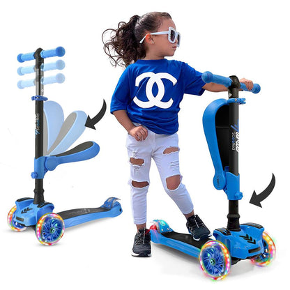 3-Wheeled Kids Scooter with LED Wheels, Adjustable Handlebar, Foldable Seat