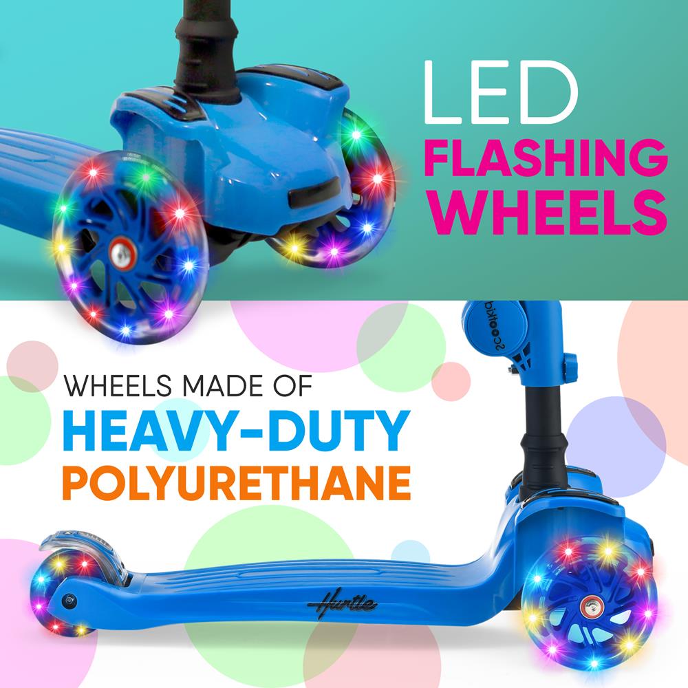 3-Wheeled Kids Scooter with LED Wheels, Adjustable Handlebar