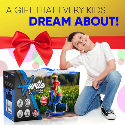 3-Wheeled Kids Scooter with LED Wheels, Adjustable Handlebar, Foldable Seat