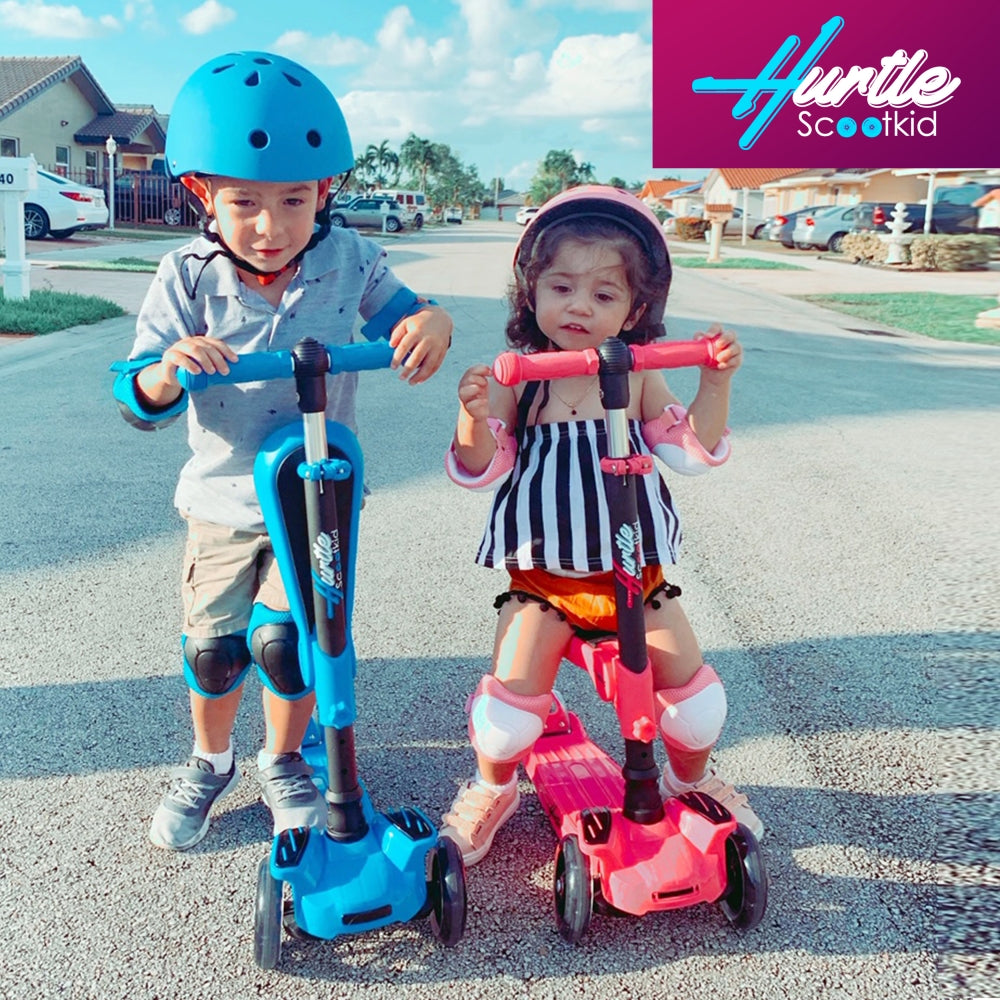 Kids Scooter with Seat, LED Wheels, Adjustable Height, Pink – Pyle USA