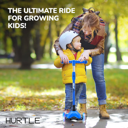 Kids Mini Kickboard Scooter, Adjustable, LED Wheels, Ages 2-5, Blue