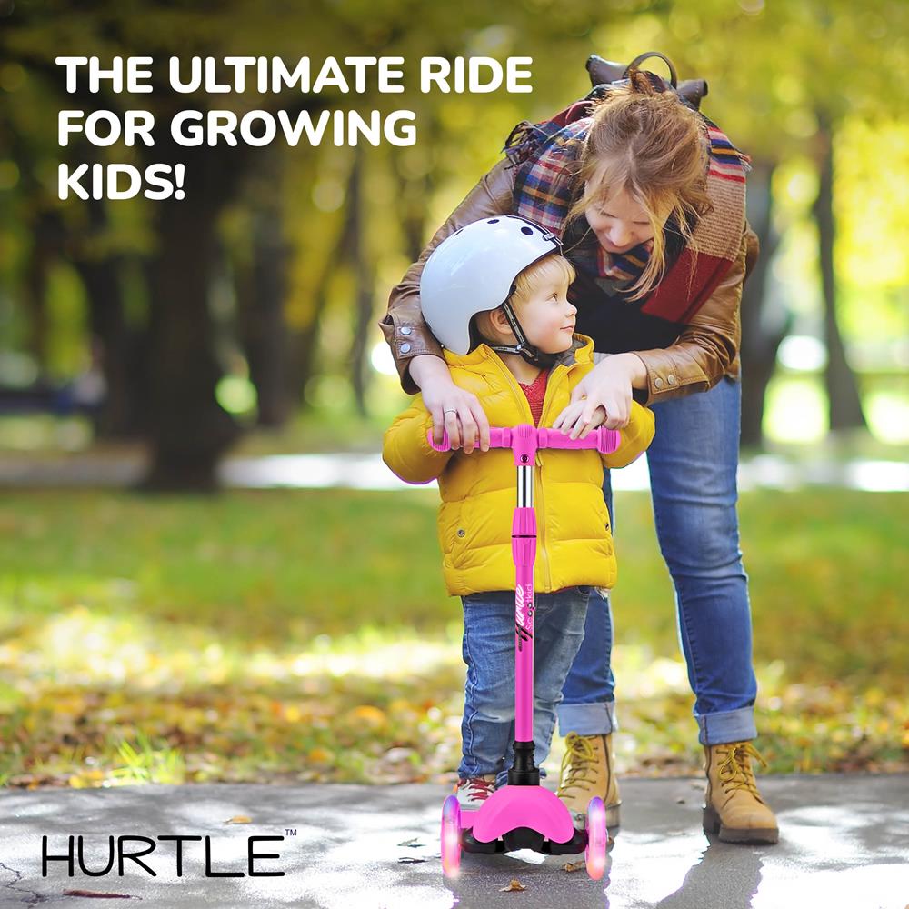 Mini Kickboard Scooter for Kids, LED Wheels, Adjustable Height