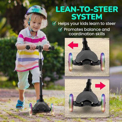 Kids Mini Kickboard Scooter, Adjustable Height, LED Wheels, Ages 2-5